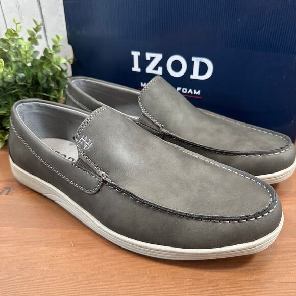 Izod Men's Seapoint Grey Memory Foam Loafers Size 9.5 - Picture 2 of 7